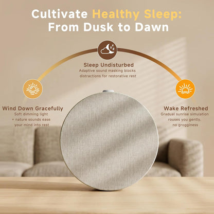 Geuuap Sunrise Alarm Clock, Natural Wake-Up Light White Noise Machine,Khaki