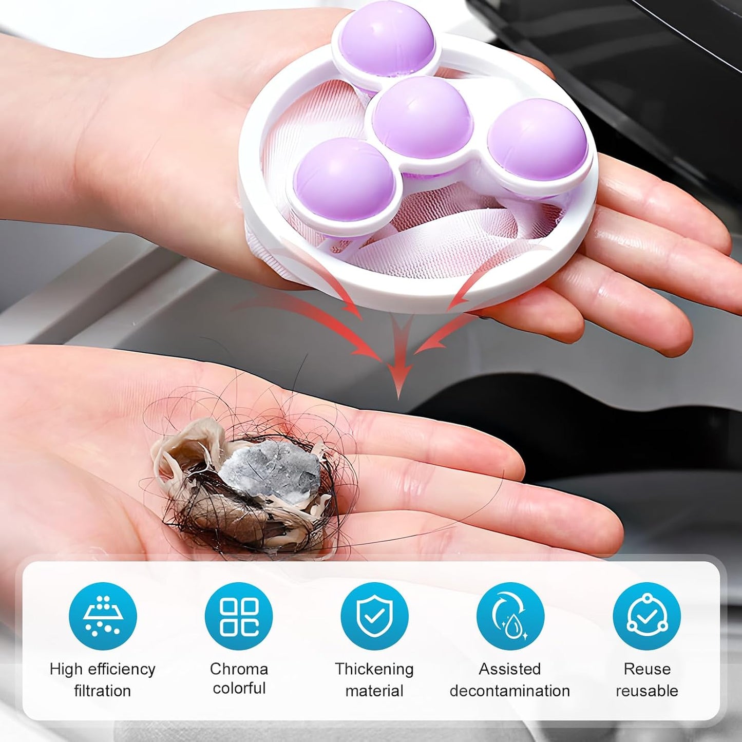 3PCS Washing Machine Lint Catcher, Floating Washing Machine Filter Bags, Reusable Washing Machine Hair Filter Mesh Bags, Laundry Lint Catcher for Washing Machine (Mix)