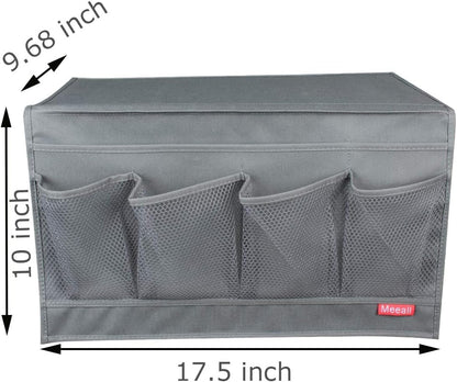 Bedside Storage Organizer with Pockets, Bedside Caddy, Table Cabinet Storage Organizer, TV Remote Control, Phones, Magazines, Tablets, Accessories, Grey