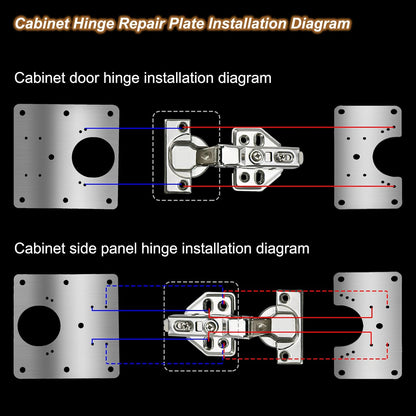 Cabinet Door Hinge Repair Plates, Hinge Repair Fixing Plates Brackets | 6 Pack Metal Cabinet Hinge Repair Replacement Kit, Hinges Repair Fixing Plates Kitchen Cupboard Door Cabinet Large Universal