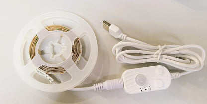 Vortex HJ-J0083C2 USB LED Strip Lights with Motion Sensor, Cool White 3m Options Dimmable LED Closet Light duarble, Under Cabinet or Bed Strip Light (3 Meters, Cool White)(Two Pieces Package)