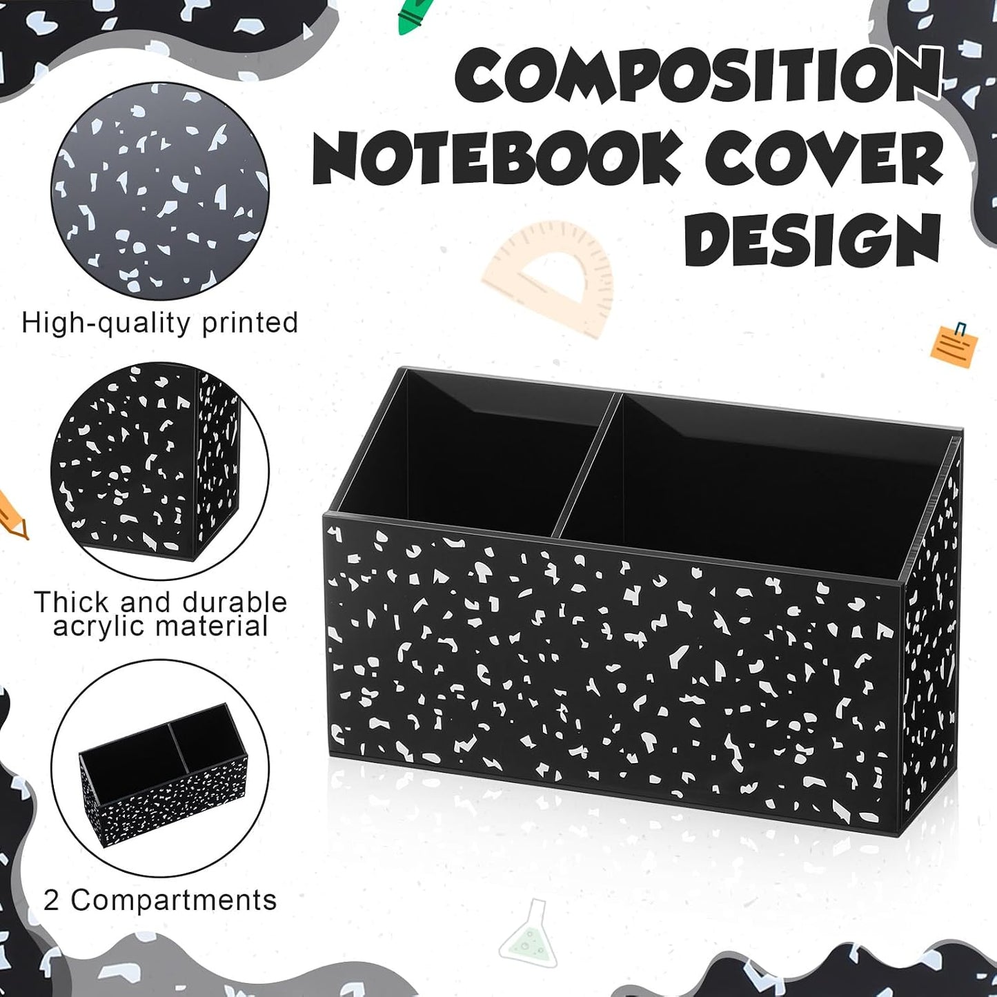 Tenceur Magnetic Dry Erase Marker Holder Acrylic Magnetic Pen Holder Whiteboard Marker Organizer for Whiteboard Fridge Refrigerator Locker Accessories Office Home Pen Storage(Checkered)