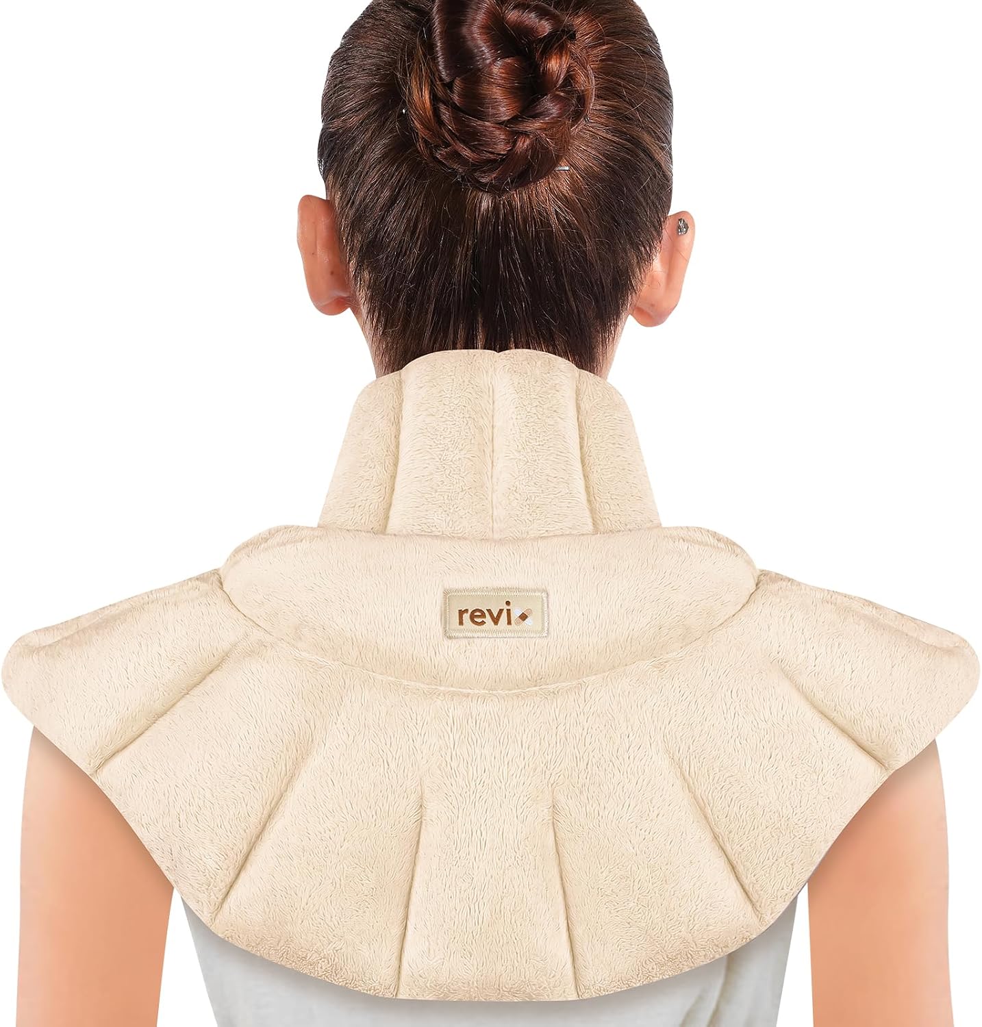REVIX Microwavable Heating Pad for Neck Shoulders and Back, Microwave Heated Neck Wrap with Moist Heat, Light-Gray