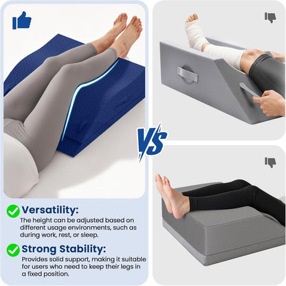 Elevation Pillows for Leg After Surgery, Memory Foam Adjustable Wedge Pillow for Injury or Rest, Ankle Pillow for Sleeping Blood Circulation Grey/Double Leg
