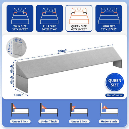 Krightlink Bed Wedge Pillow for Headboard Gap Filler Twin Size | Mattress Gap Filler(0-8") Bed Wedge Between for Your Headboards and Mattress Triangle Foam Bloster Pillow Wedge