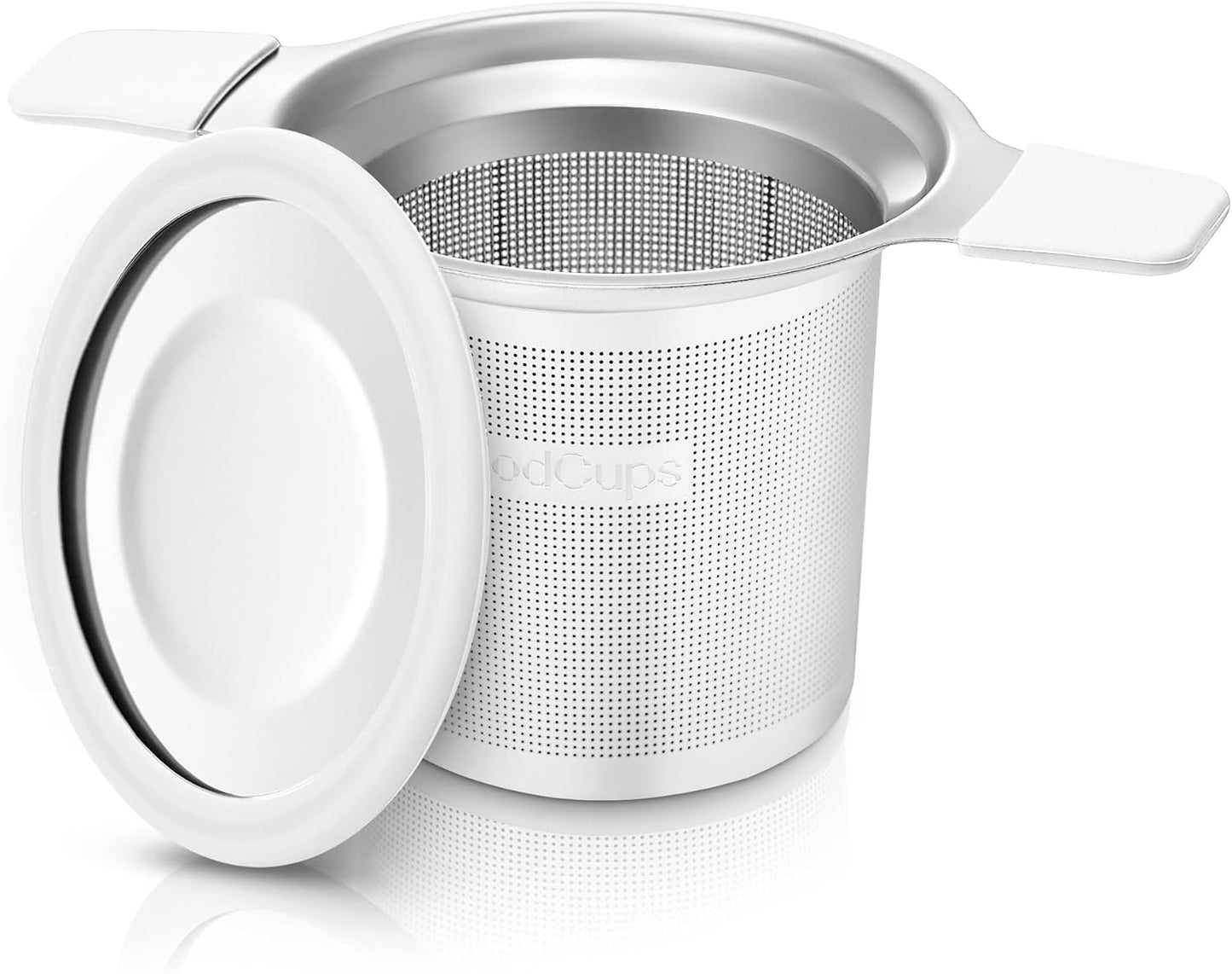 Stainless Steel Tea Infuser for Loose Leaf Tea – Extra Fine Mesh Strainer with Heat Proof Double Handles & Lid, Reusable Filter Fits Mugs, Cups & Teapots, Gray