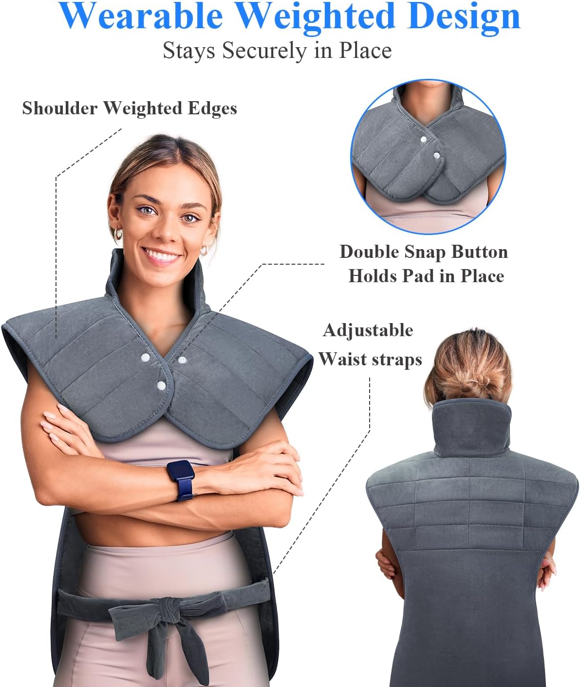 Heating Pad for Neck Shoulders and Back - 6 Heat Levels 4 Timers Auto-Off