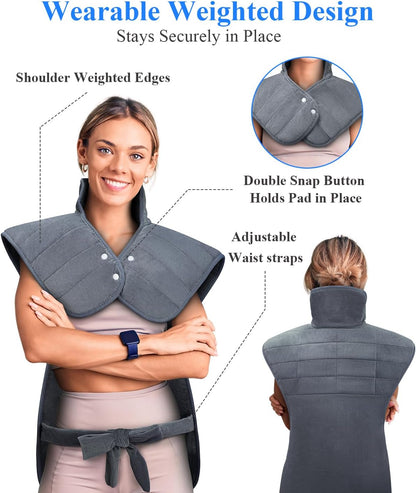 Heating Pad for Neck Shoulders and Back - 6 Heat Levels 4 Timers Auto-Off