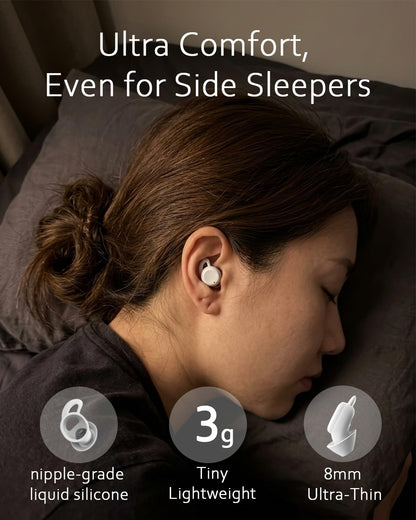 Sleep ANC Earbuds, Noise Cancelling Comfortable Side Sleeper Headphones