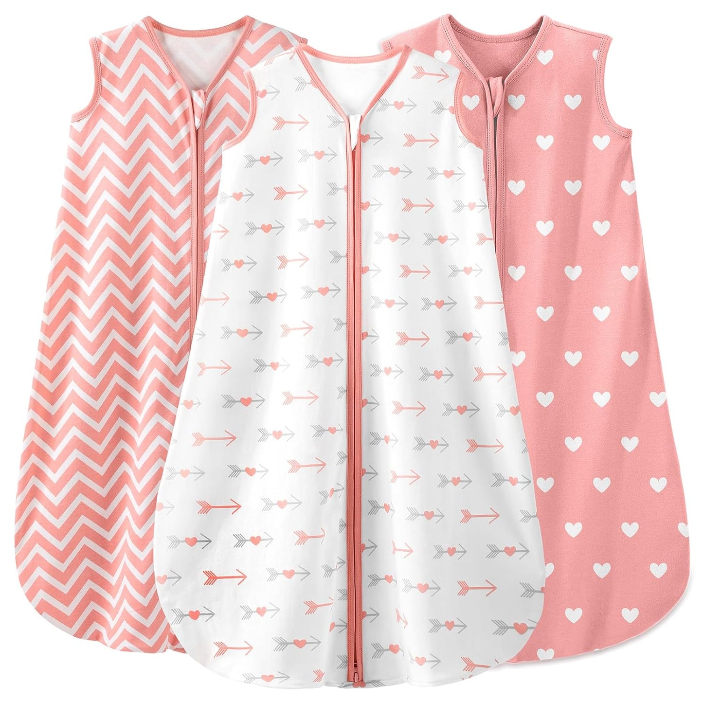 Yoofoss Baby Sleep Sack 0-6 Months Wearable Blanket for Babies 100% Organic Cotton 2-Way Zipper TOG 0.5 Toddler Sleeping Sack 3 Pack, Sleep Sacks