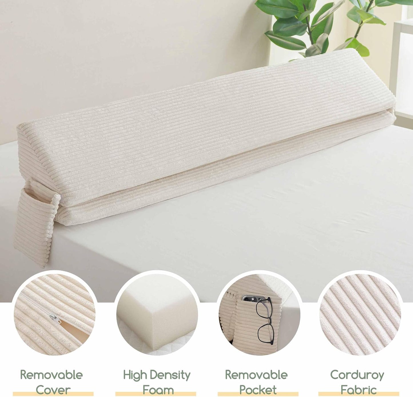 HIGOGOGO Queen Size Wedge Pillow for Headboard Gap - Multi Functional Mattress Wedge Bed Gap Filler Close The Gap (0-7") Between Your Mattress and Headboard or Wall (Grey 60"x11"x9")