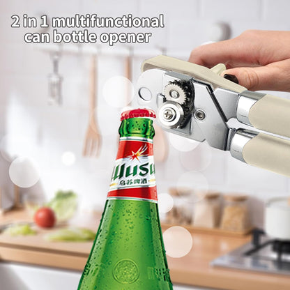 Safring Can Opener Manual, Handheld Strong Heavy Duty Stainless Steel Can Opener, Comfortable Handle, Sharp Blade Smooth Edge, Can Openers with Multifunctional Bottle Opener