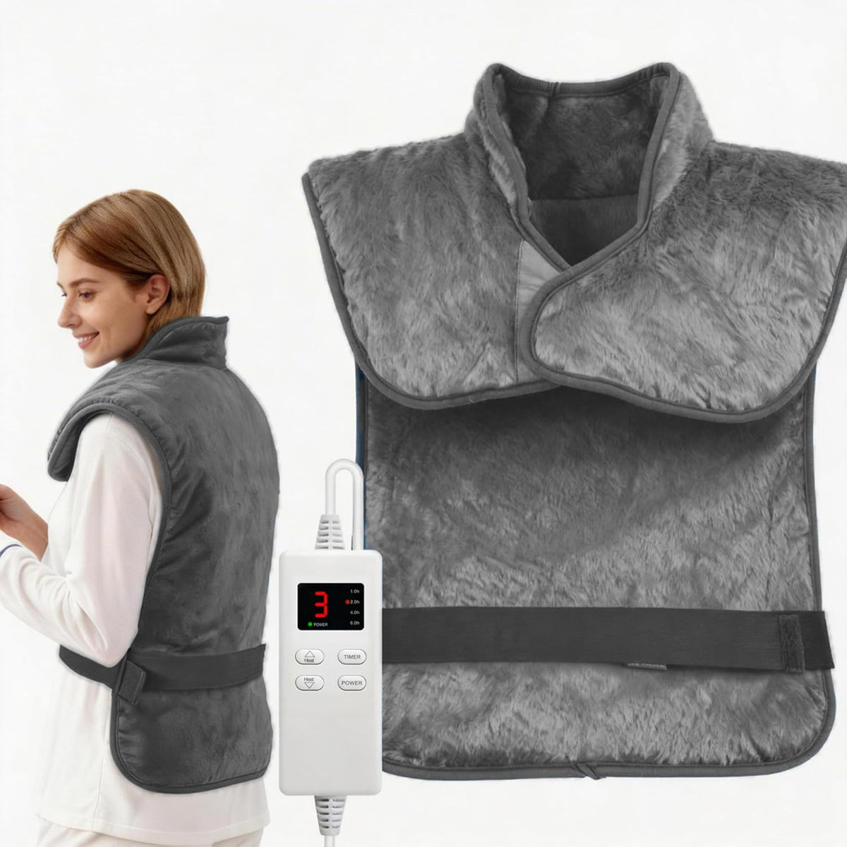 Wearable Heating Pad for Back Neck and Shoulders, Heating Wrap for Pain Relief, Gifts for Mom Grandma Women, Birthday Gifts for Women Men, Gifts for Women, Mothers Day Gifts