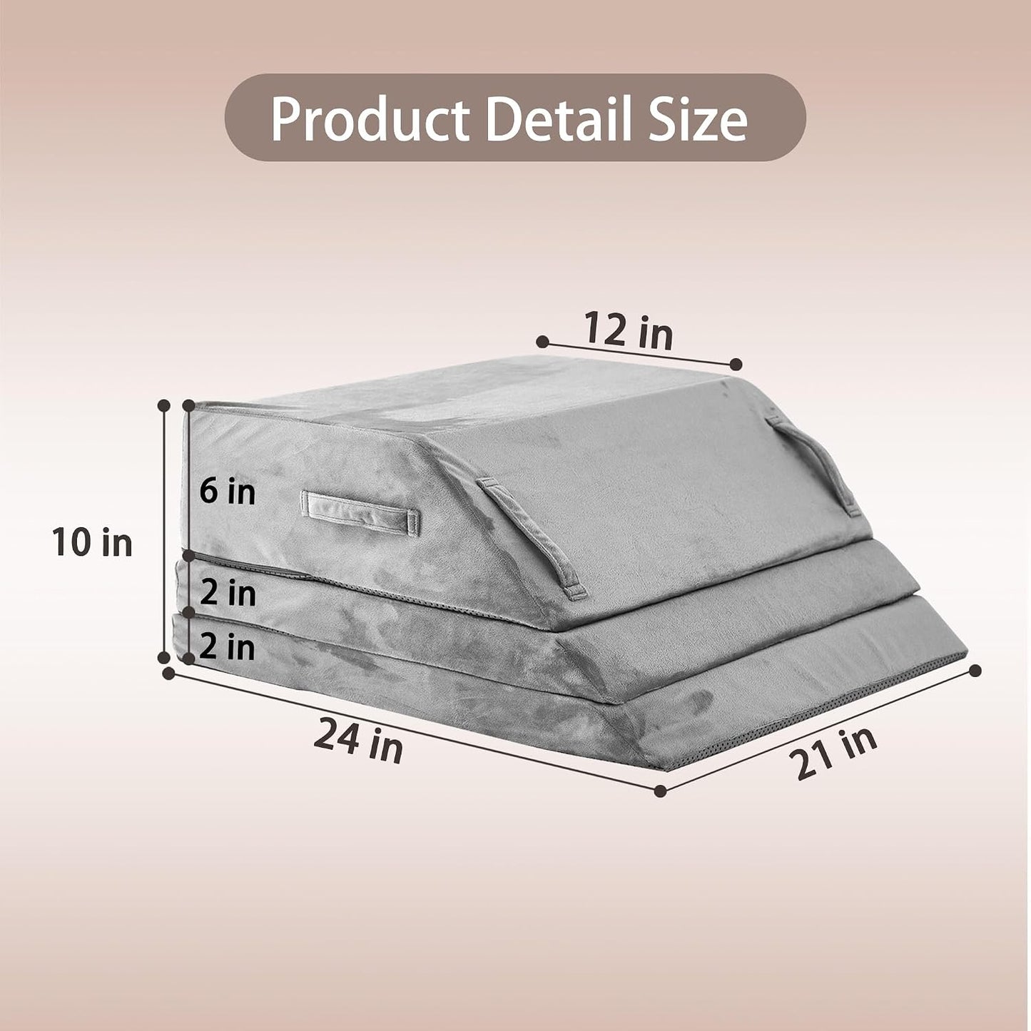 Wedge Pillow for Sleeping, Bed Wedge Pillow for After Surgery 3-Height Memory Foam Leg Elevation Pillow for Swelling Back Pain Relief Sciatica Knee Ankle Pain Bed Support Legs L 24"