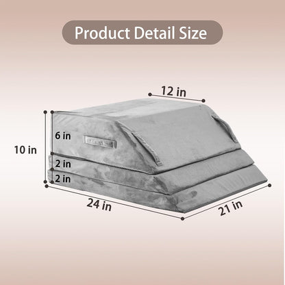 Wedge Pillow for Sleeping, Bed Wedge Pillow for After Surgery 3-Height Memory Foam Leg Elevation Pillow for Swelling Back Pain Relief Sciatica Knee Ankle Pain Bed Support Legs L 24"