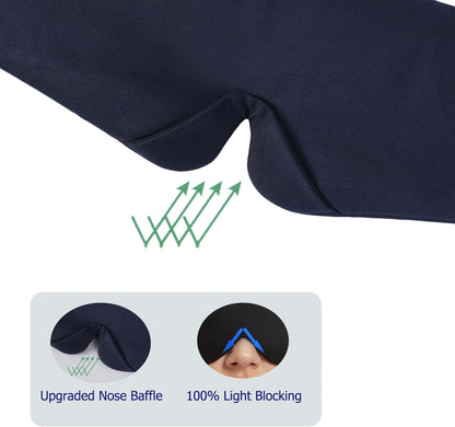ALASKA BEAR Wraparound Style Organic Cotton Eye Mask with Padded Nose, Big Wide Headband and Large Coverage Ear Muff Sleeping Mask with Bottom Flap for Full Blackout, Dark Grey