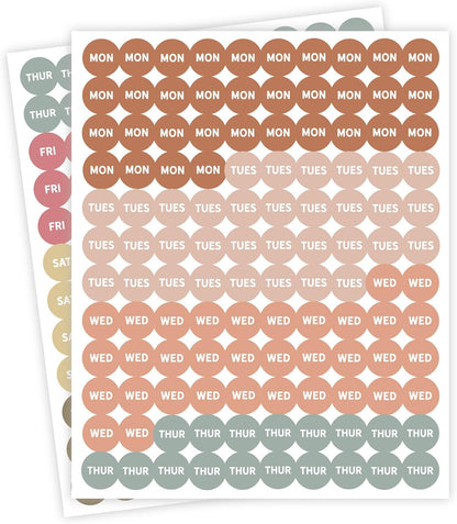 Andaz Press Colorful 7 Days of Week Stickers, Day Week Calendar Stickers for Adults Planner Day Dots Food Labels for Food Containers Date Calendar Planner Stickers Week Day Sticker Labels, 480-Pack