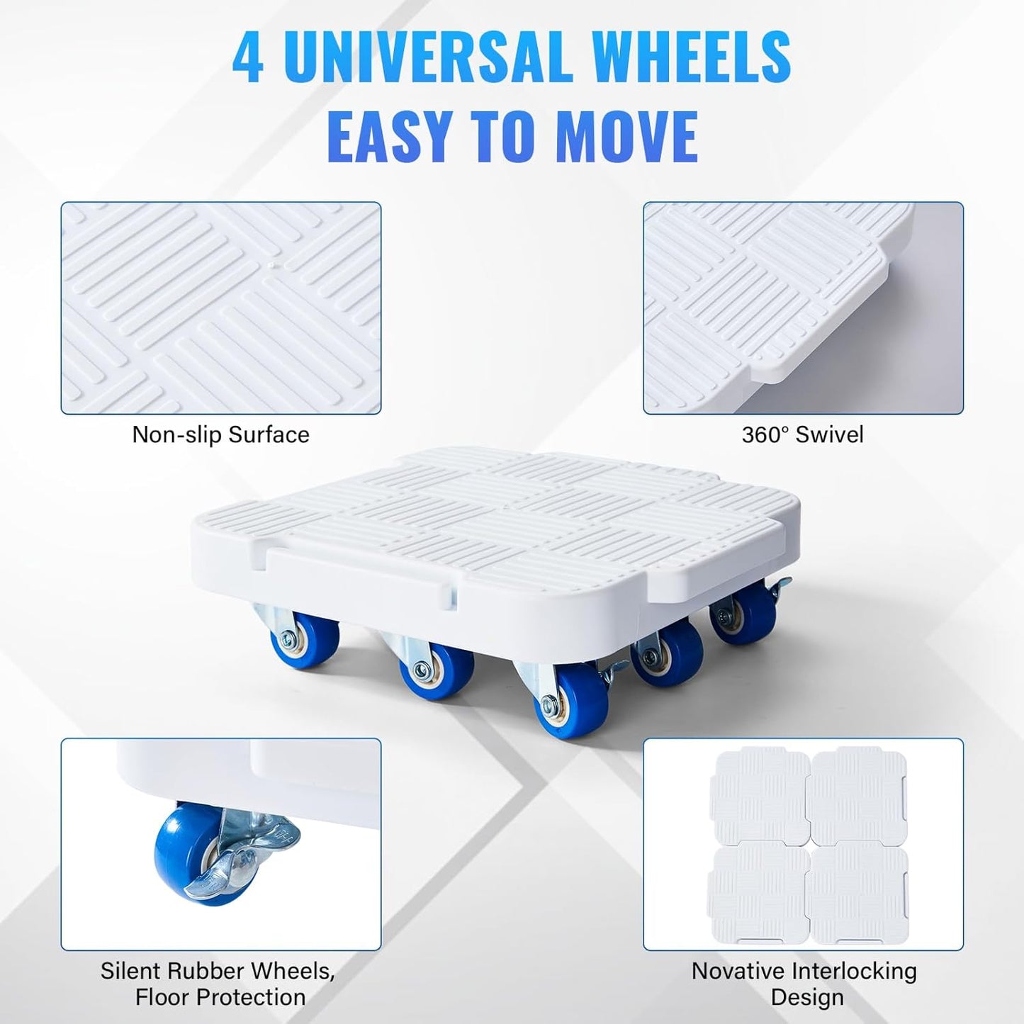 Appliance Rollers,Furniture Sliders,4 Moving Dollys Connectable | 360° Rotation Furniture Dolly Heavy Duty Furniture SlidersTool Set Moving Refrigerator Sliders Sofa Moving Sliders