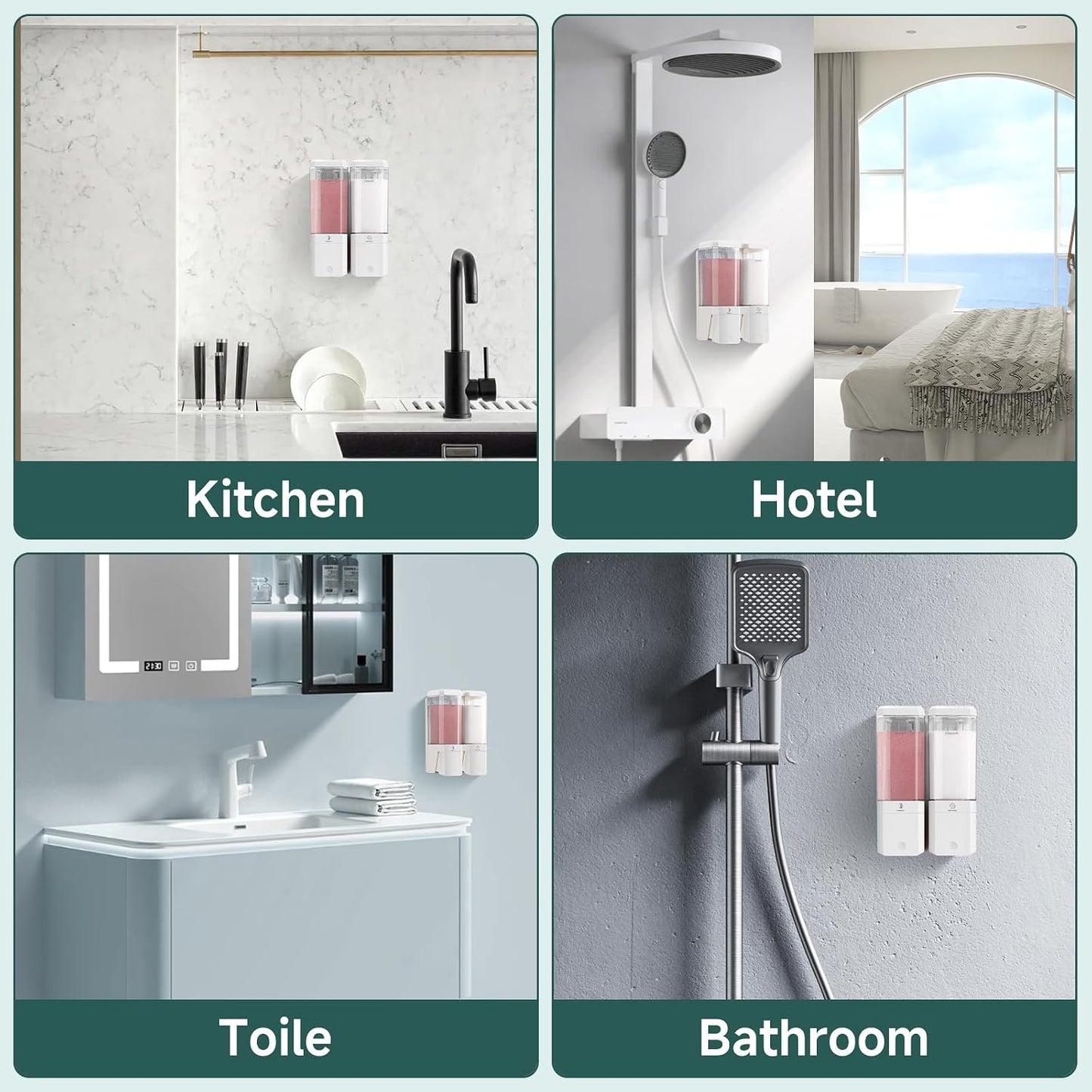 Shampoo and Conditioner Dispenser 3 Chamber No Drill Shampoo Dispenser for Shower Wall Mounted Shower Soap Dispenser 3 * 500ml Refillable Shower Dispenser for Bathroom Hotel(Black 3 Chamber)