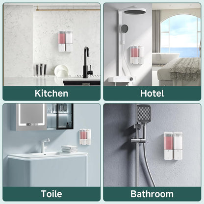 Shampoo and Conditioner Dispenser 3 Chamber No Drill Shampoo Dispenser for Shower Wall Mounted Shower Soap Dispenser 3 * 500ml Refillable Shower Dispenser for Bathroom Hotel(Black 3 Chamber)