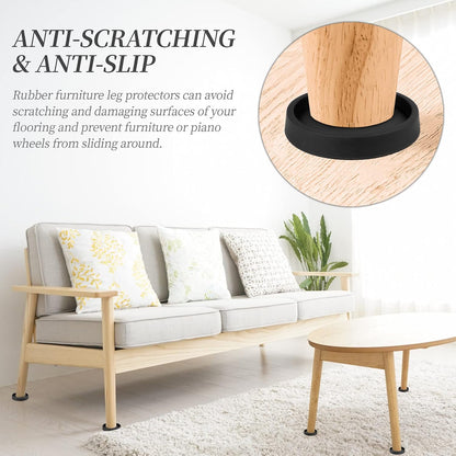 Furniture Coasters,Caster Cups,Furniture Leg Protectors 2.5 Inch 4pcs Rubber Pads no Slip for Hardwood Floors Black