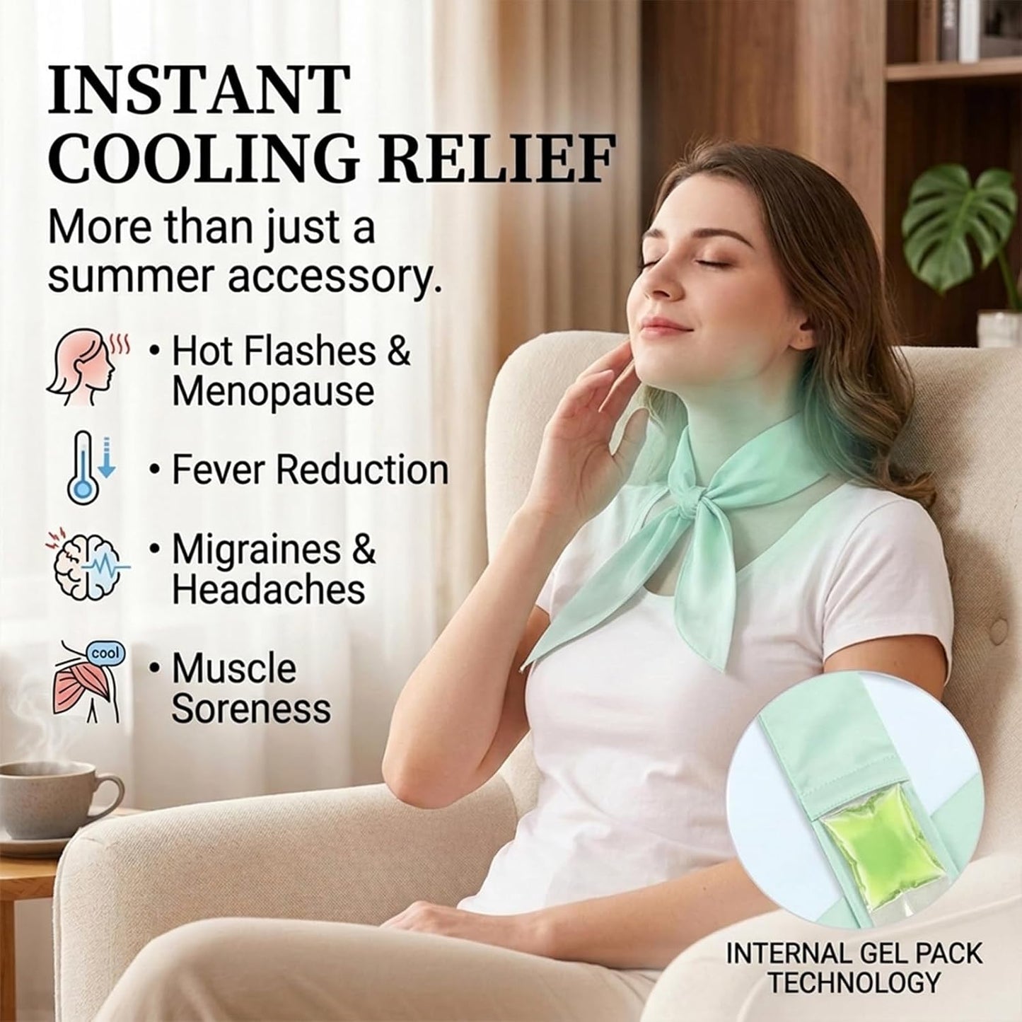 Cooling Towel with Soft Gel Ice Pack Inserts |Gel Ice Packs Reusable - Multi Purpose Compression Wrap - Neck, Legs, Arms, Shoulders - Ideal for Post Surgery, Migraines, Hiking and Injuries (Blue)