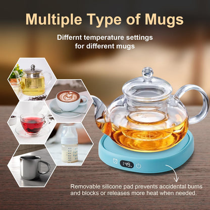 Cat Mug Coffee Mug Warmer Set for Desk Electric Heated Tea Cup Candle Plate | Cute Cat Cup Warmer Set, Self Heating Tea Warmer for Office Home, 8Hrs Auto Shut Off 4 Temperature Setting, Christmas Gift
