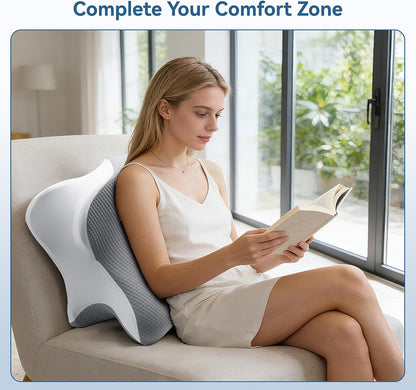 Reading Pillow Ergonomic Memory - Comfort Neck Pillow | Wedge Body Pillow for Bed, Couch & Floor - Pain Relief for Readers, Gamers and Side Sleeper