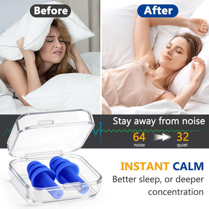 Leffis 20 Pairs Reusable Silicone Ear Plugs, Noise Cancelling Earplugs