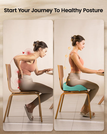 ProtoArc Seat Cushion, Office Chair Cushion for Sciatica, Black | Coccyx Cushion, Ergonomic Memory Foam Seat Cushion for Car, Home, Pressure Relief Pad for Hip, Tailbone, All Day Comfort