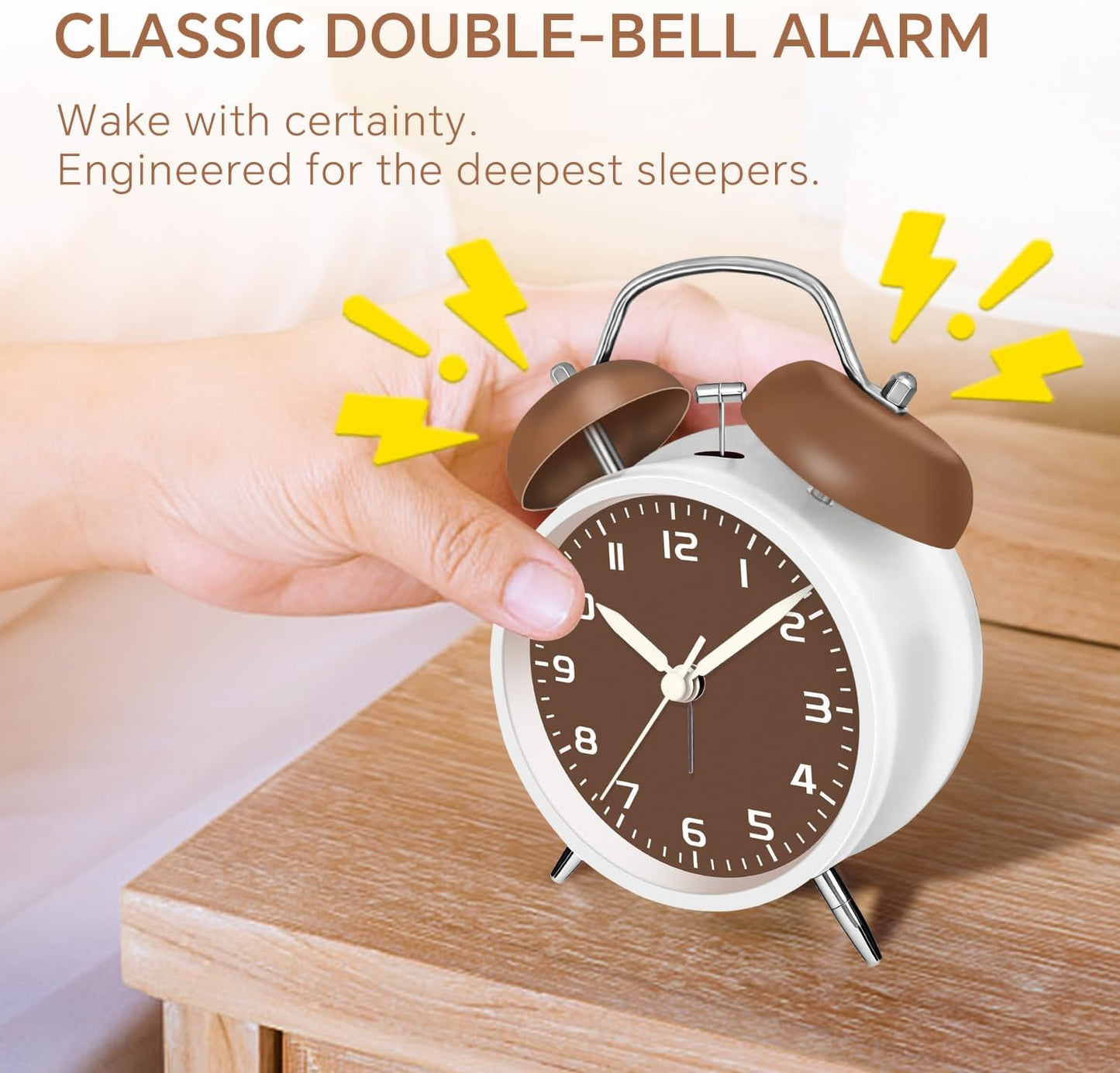 4.5" Analog Alarm Clock for Heavy Sleepers, Loud Battery Operated Alarm Clocks with Light, Metal Silent Desk Clock for Bedrooms, Retro Bedside Clocks for Kids Girls Women Mother Seniors, Pink