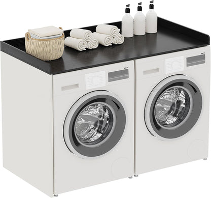 ChooChoo Washer Dryer Countertop, Adjustable Shelf, 2-Tier | Laundry Room Topper, Spacious Storage, For Folding Clothes & Efficient Organization, Walnut