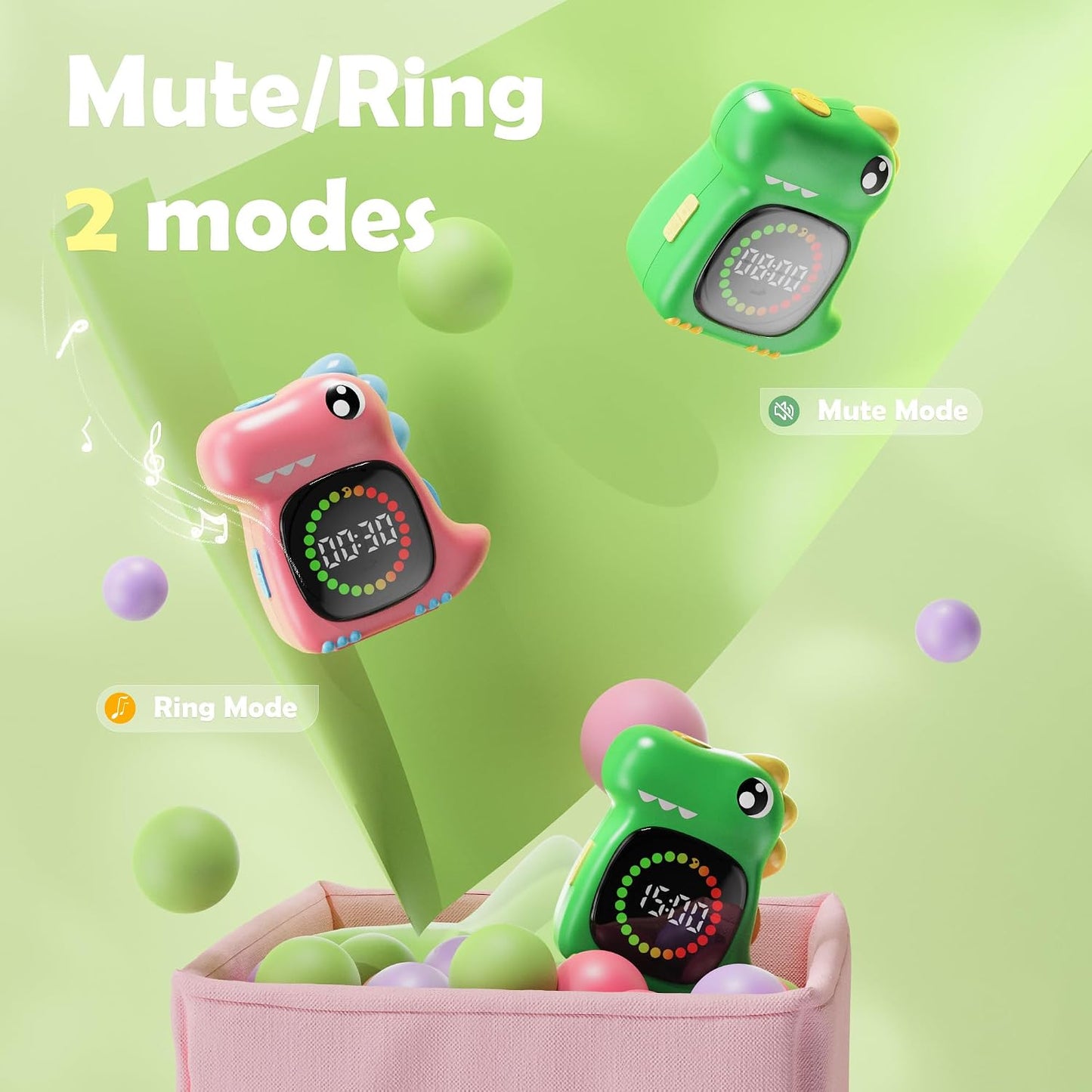 Visual Timer for Kids 99 Minute Digital Potty Training Timer for Homeschool | Dual sound; Dinosaur Look; Long Battery Life