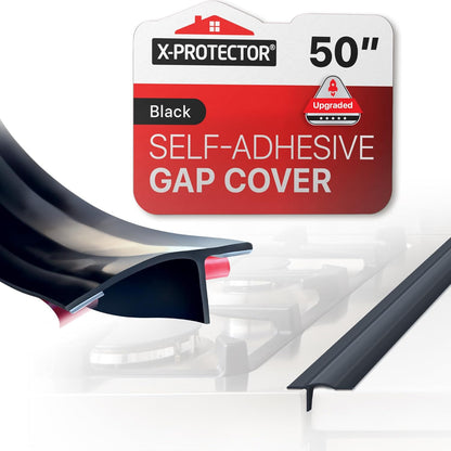 Silicone Stove Gap Cover X-Protector - 50"x1" Premium Counter Gap Filler | Self-Adhesive Guard Between Stove and Counter - Heat Resistant Oven Counter Gap Protector - Stove Top Spill Guard