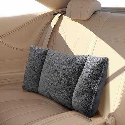 Queekay Fleece Lumbar Support Pillow 3 Section for Office Chair, Black