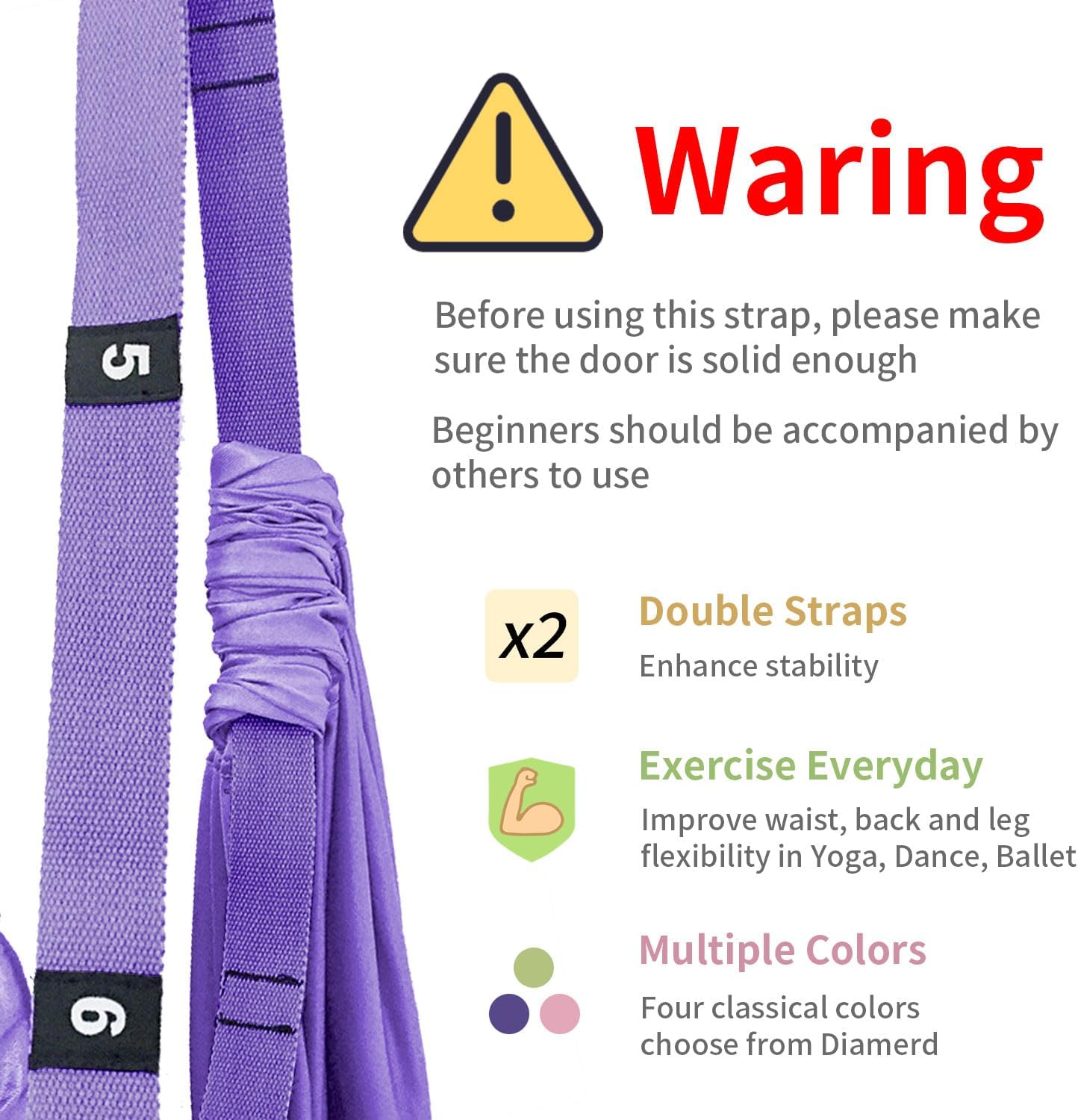 Leg Stretcher Strap Adjustable Fitness Strap Band for Waist Trainer Stretching Door Swing Flexibility Tensile Trainer with Carrying Pouch Back Bend Go Upside-Down for Yoga Practitioner Ballet Dancer Gymnastics Exercises