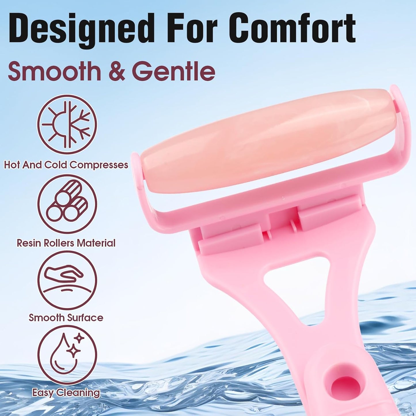 Foldable Manual Leg Massage Rollers for Neck Back, Back Massage Rollers | Women Leg Massager Roller, 3Rollers with Storage bag, Dual Hot and Cold Use Body Roller for Facial, Sturdy and Portable Pink