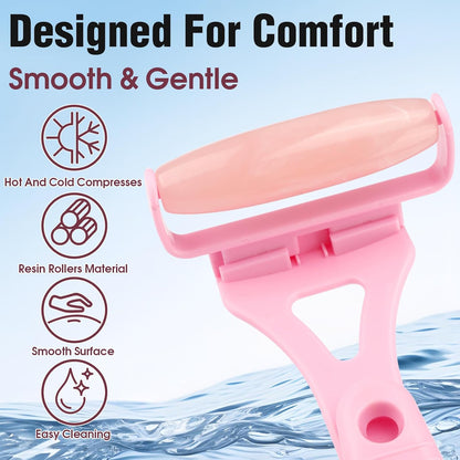 Foldable Manual Leg Massage Rollers for Neck Back, Back Massage Rollers | Women Leg Massager Roller, 3Rollers with Storage bag, Dual Hot and Cold Use Body Roller for Facial, Sturdy and Portable Pink