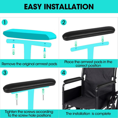Universal Wheelchair Armrest Pad - Comfot Foam Cushion (14 Inch Total Length) - Ergonomic Replacement for Wheelchairs & Transport Chairs, Reduces Stress & Pain