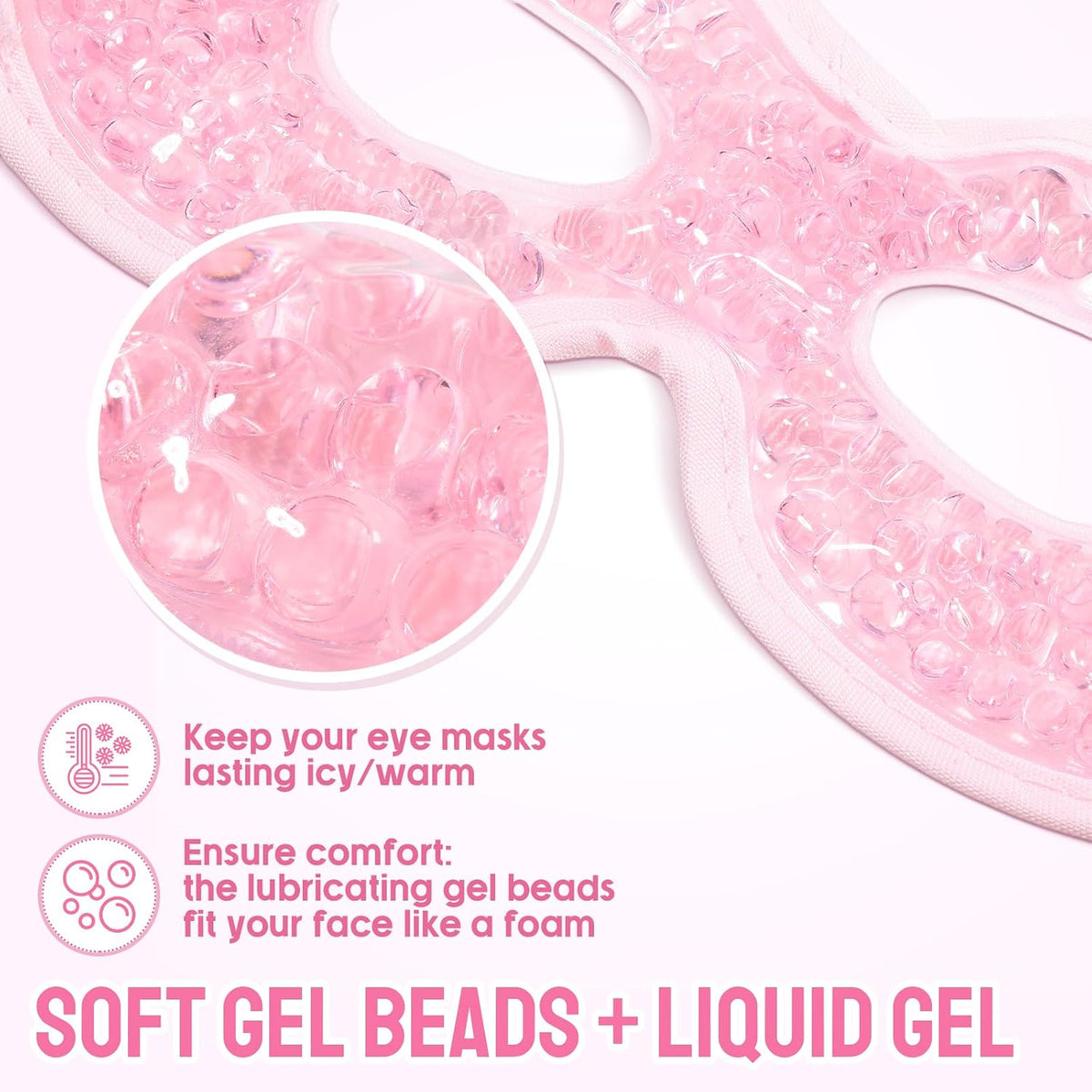Panitay 8 Pcs Gel Eye Mask Cooling Gel Bead Eye Packs for Puffy Hot Cold with Plush Backing Reusable for Compress Dry Stress Skin Care