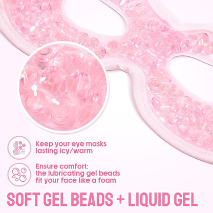 Panitay 8 Pcs Gel Eye Mask Cooling Gel Bead Eye Packs for Puffy Hot Cold with Plush Backing Reusable for Compress Dry Stress Skin Care