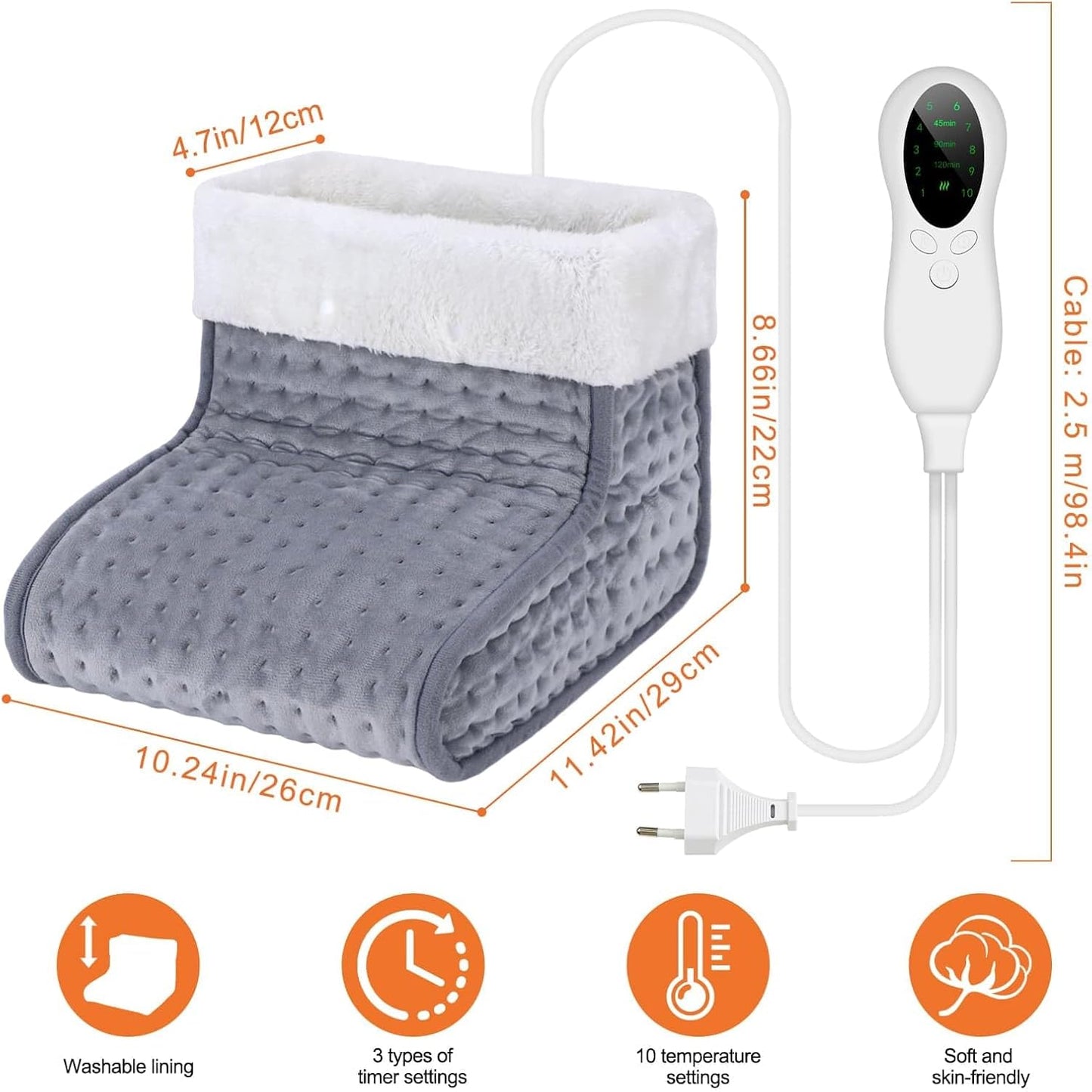 CYFIE Foot Warmer Under Desk - Electric Heating Pad for Women Men, Feet Warmers with 10 Heat & 3 Timer Settings, Auto Shut-Off, Washable Winter Gifts for Home Office