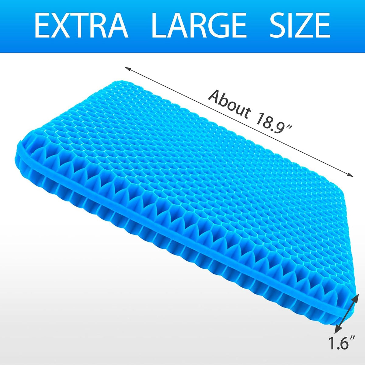 Gel Seat Cushion for Long Sitting, (Thick & Large) Cushion for Wheelchair