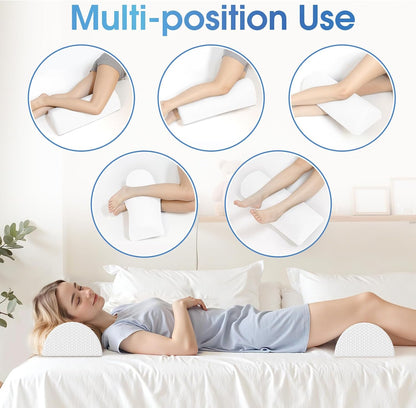 Knee Pillow for Back Sleeping Memory Foam Half Moon Bolster Pillow for Legs