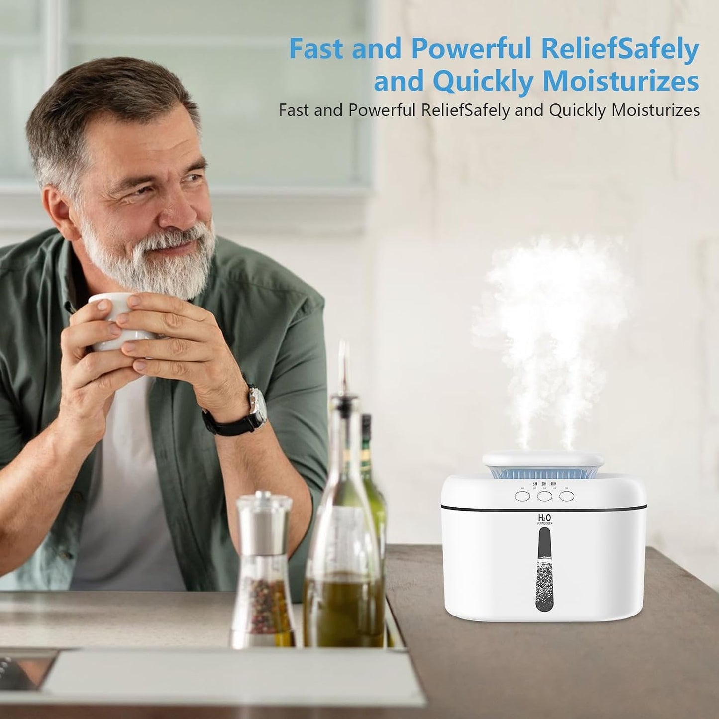 SZO Plant Humidifier Indoor, 2.5L Humidifiers for Bedroom, White | Dual Nozzle Output, 16dB Quiet, Auto Shut-Off, Night Light, ideal for for Plants, Bedroom, Baby Nursery, Dry Environment