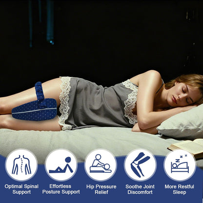 Alignment Pillow for Side Sleepers, Spine Alignment Pillow, Smooth Spine & Knee Pillow for Side Sleepers, Memory Foam Leg Pillow with Strap for Hip, Spine, and Knee Alignment
