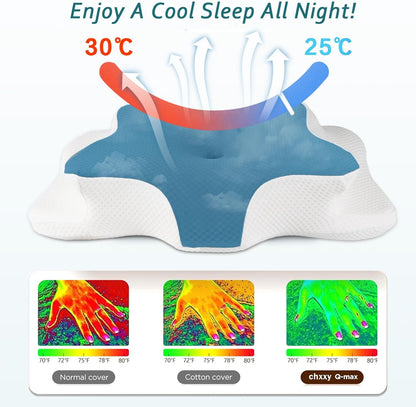 CHxxy Memory Foam Pillows, Cervical Pillow for Neck & Shoulder Pain Relief