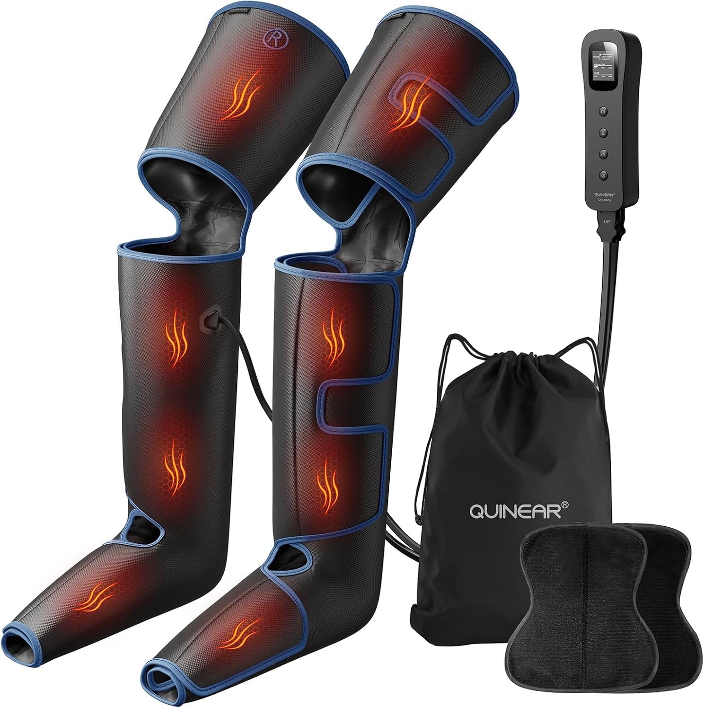 QUINEAR Leg Massager with Heat and Compression FSA-HSA | Foot and Leg Massager for Circulation and Pain Relief, 3Heat 3Mode 3Intensity 2 Extender Calf Massager for Cramps Edema Swelling