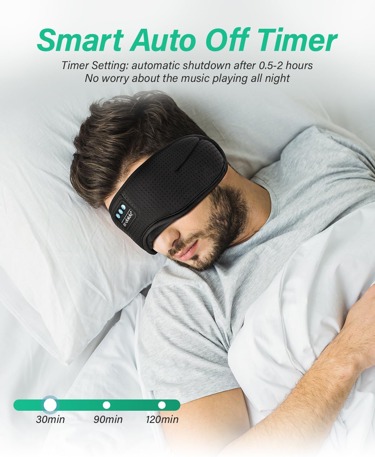 LC-dolida Sleep Headphones, White Noise Bluetooth Sleep Mask 3D Breathable Wireless Eye Mask for Timing, Sleep Mask with Bluetooth Headphones for Side Sleepers Travel Yoga, Cool Gadgets for Women Men