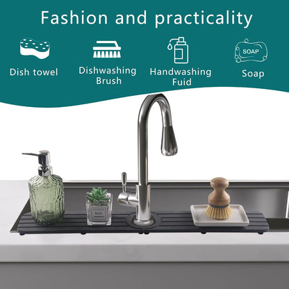 Water Absorbing Stone Kitchen Sink Mat Faucet Splash Guard for Bathroom | Quick Dry, Raised Feet, Diatomaceous Earth, Stone Faucet Mat, Sink Protector for Counter, Sink Accessories, Bathroom Decor